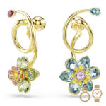 Women’s Multicolored Flower Dangle Earrings with Crystal Accents