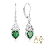 Women’s Dangle Heart and Knot Earrings with Cubic Zirconia